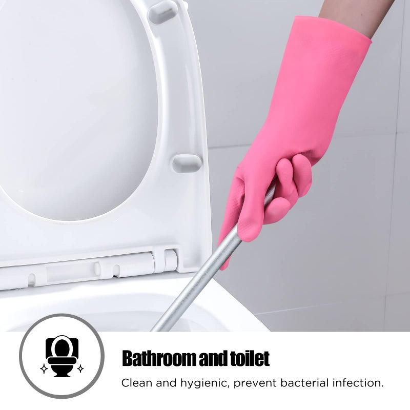 IUCGE Rubber gloves dishwashing 2 Pairs for Kitchen Cleaning gloves for household Reuseable.(Small Pink+Yellow) - Image 5